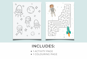 Space Coloring and Activity Sheets for Kids INSTANT DOWNLOAD | Space Activity Coloring Pages | Birthday Party Favor Activities for Kids, DIGITAL