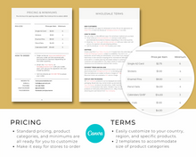 Load image into Gallery viewer, 5.5&quot;x8.5&quot; Wholesale Catalog, Line Sheet Template, Editable Wholesale Template, Sales Sheet, Price List Template, Canva Linesheet Catalogue