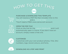 Load image into Gallery viewer, 5.5&quot;x8.5&quot; Wholesale Catalog, Line Sheet Template, Editable Wholesale Template, Sales Sheet, Price List Template, Canva Linesheet Catalogue